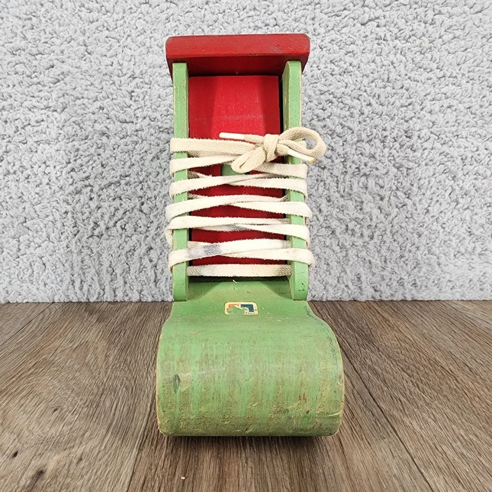 Vintage Learn to‎ Tie Shoes Toy Nursery Rhyme Decor Folk Art Old Woman Who Lived